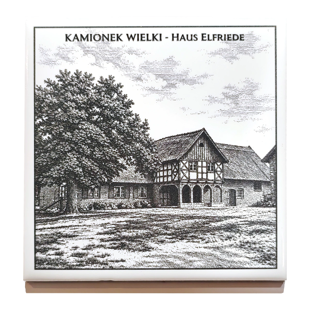 Grawerowany kafel ceramiczny: Kamionek Wielki — Haus Elfriede