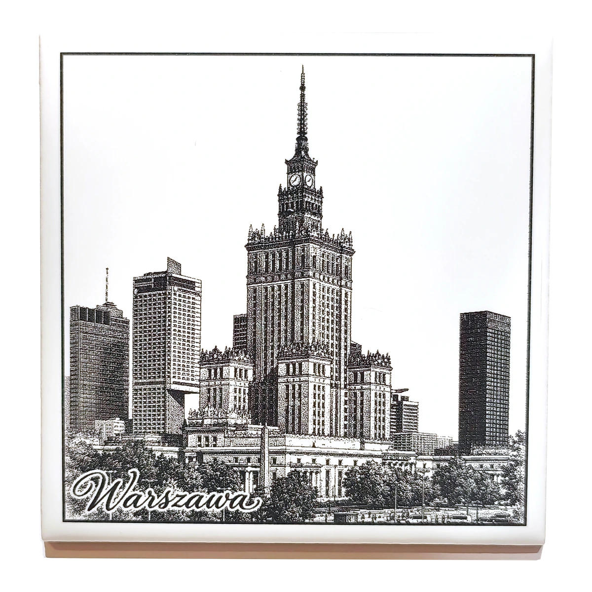 Grawerowany kafel ceramiczny: Warszawa — Pałac Kultury